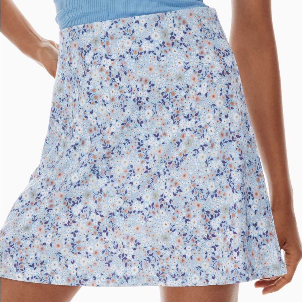 Aritzia Light Blue Floral Mini Skirt